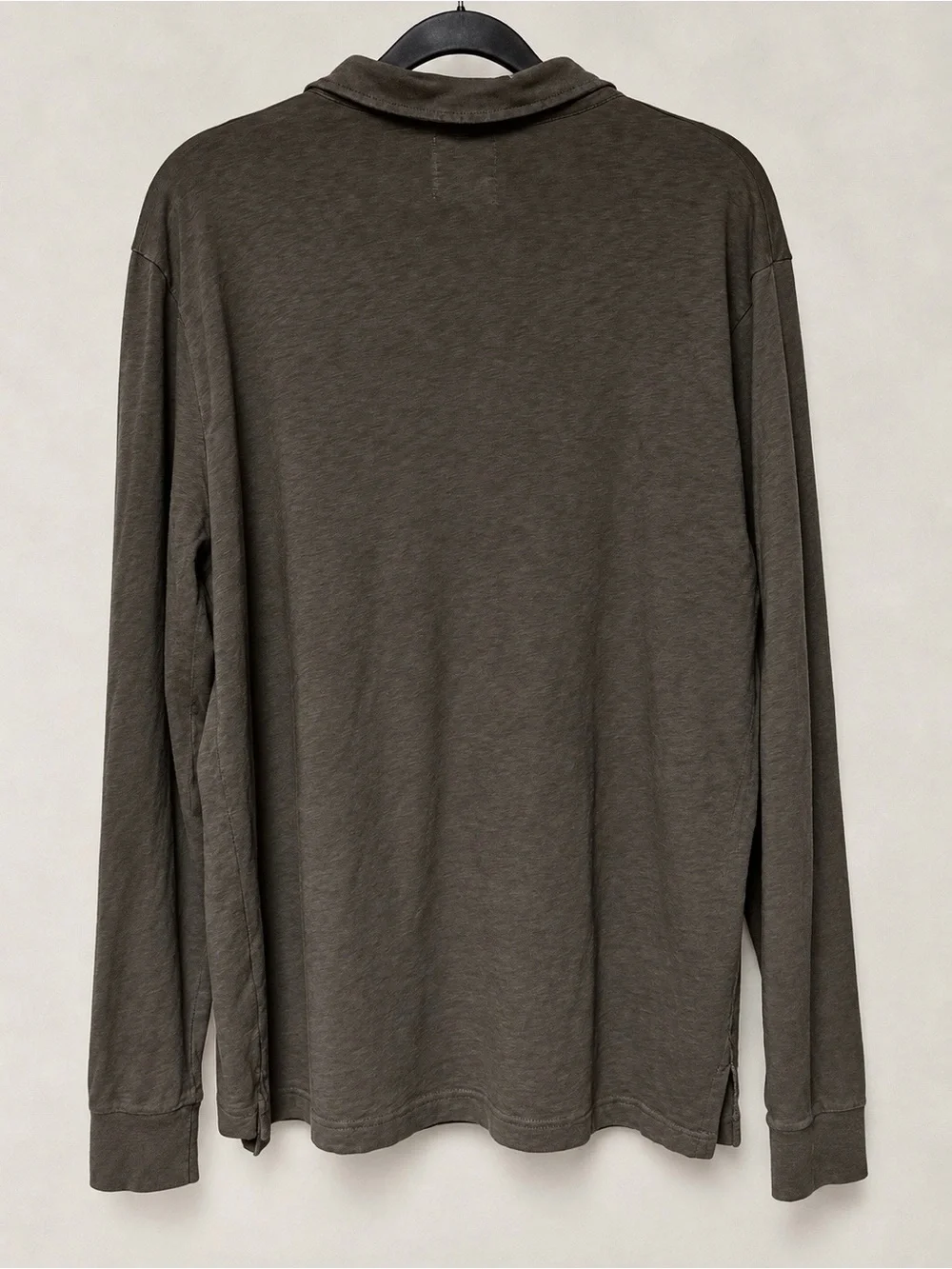 J.Crew Rugged Jersey Polo Shirt Men’s XL Brown Cotton Long Sleeve Pocket